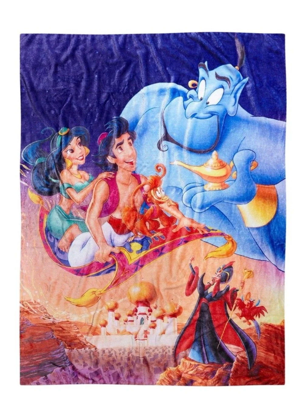Disney Aladdin Throw Blanket - Blue, Purple, Peach vhs Classic 50x70
